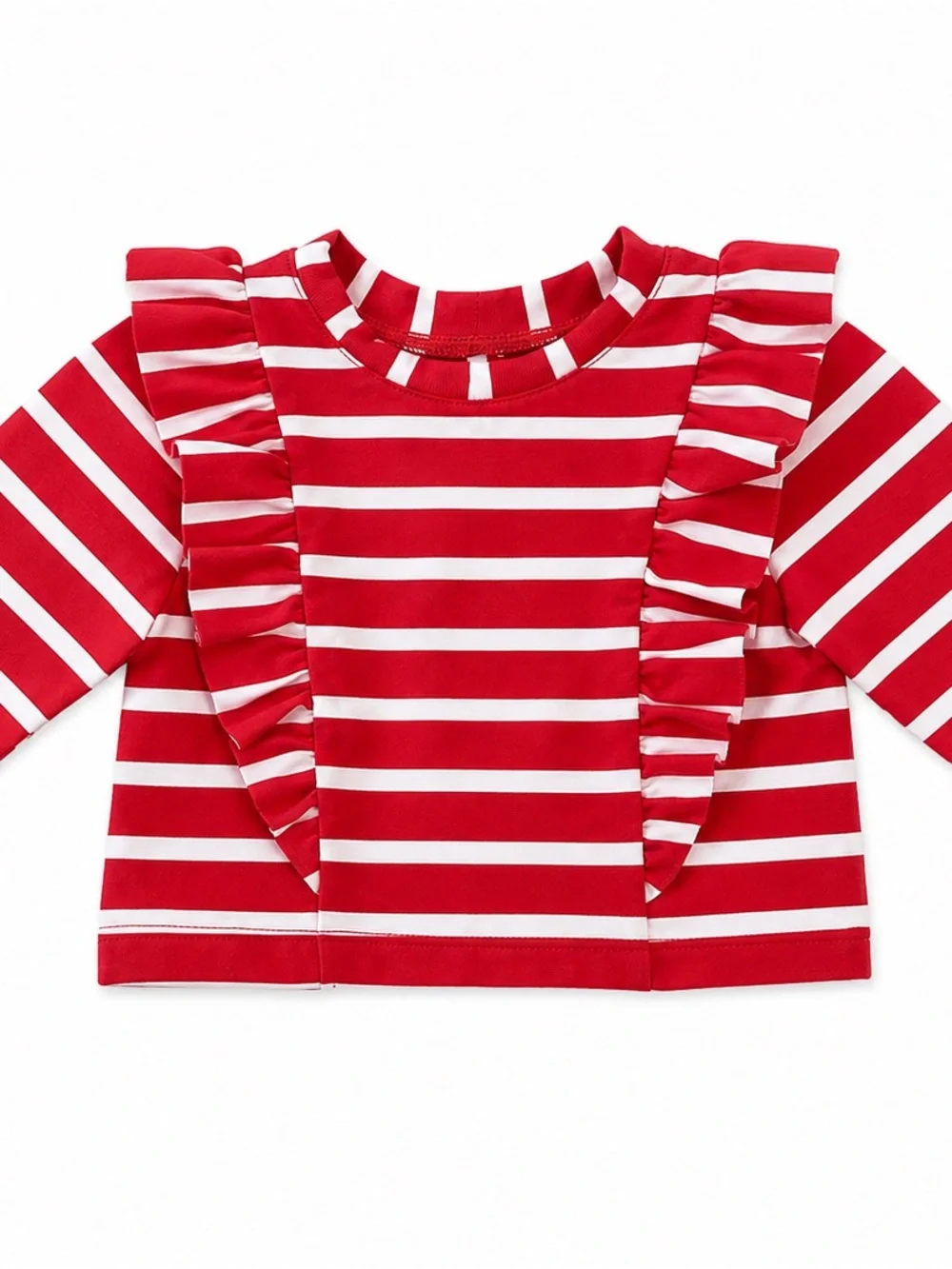 Janie and Jack Red Stripe Ruffle Rash Guard Swim Top 0–3M EUC